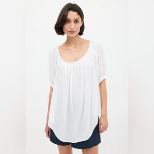 SMYTHE White Gathered Neck Top